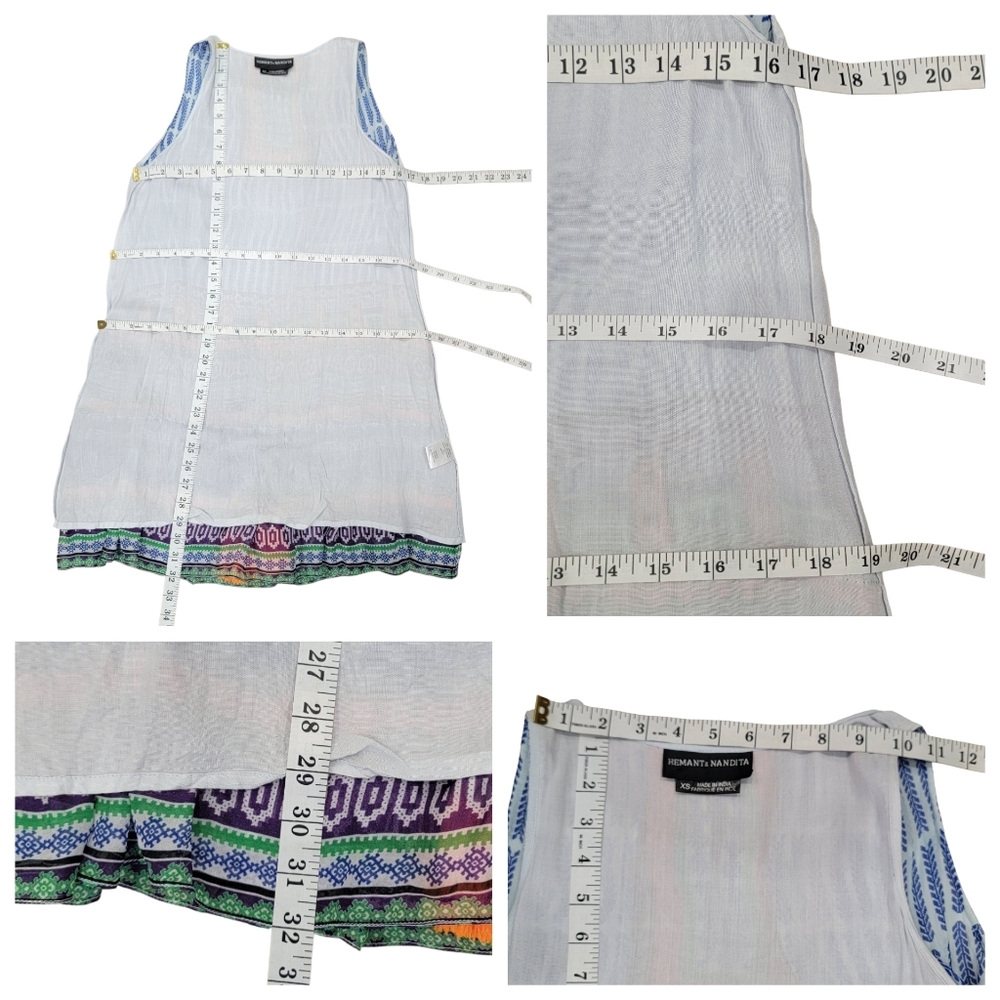 Hemant & Nandita Silk Tiered Mini Dress Bohemian Beaded Embellished Women’s XS - Picture 16 of 17